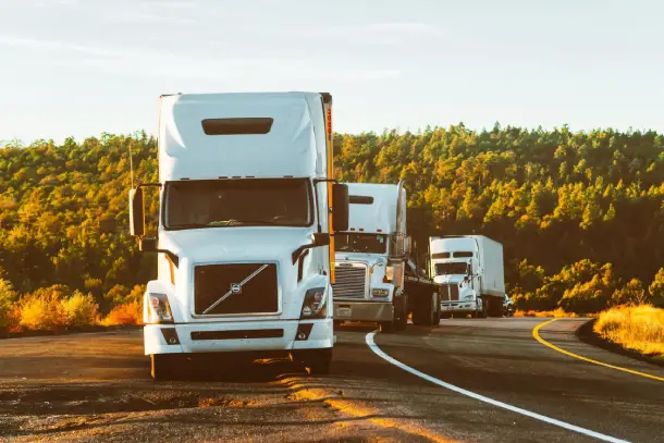 trucks on road