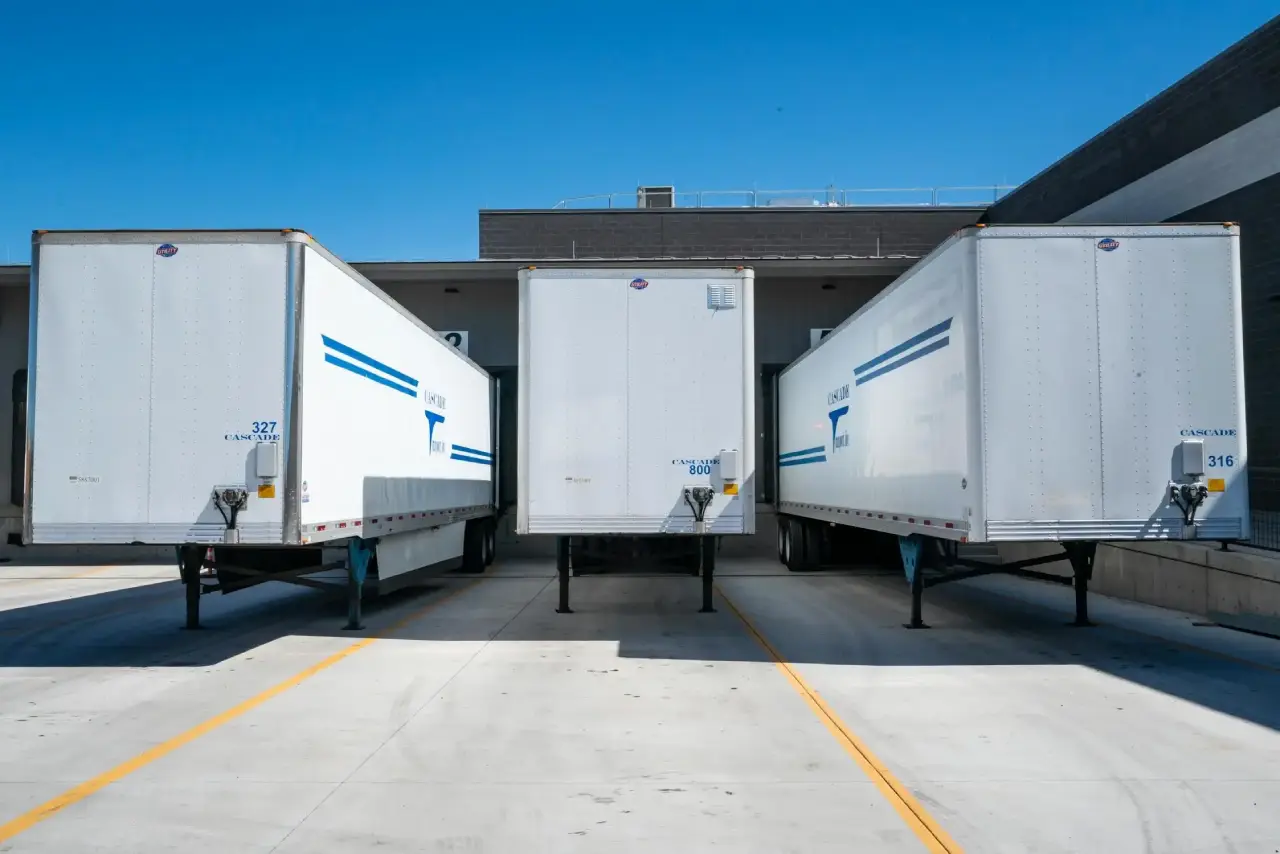 trailers in a line